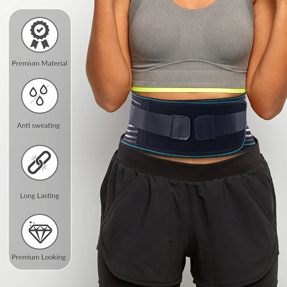 Adjustable Lumbar Support Belt – Breathable Lower Back Brace with 4 Steel Stays