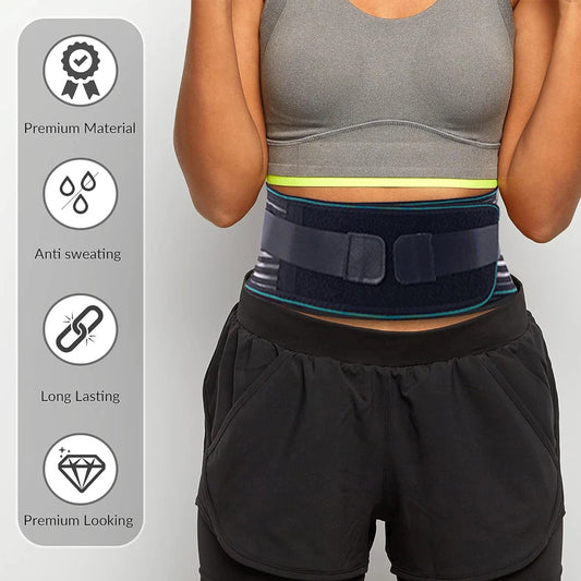 Adjustable Lumbar Support Belt – Breathable Lower Back Brace with 4 Steel Stays