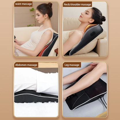 Electric Cervical Massage Pillow – Heated Shiatsu Neck & Back Massager with Airbag Traction