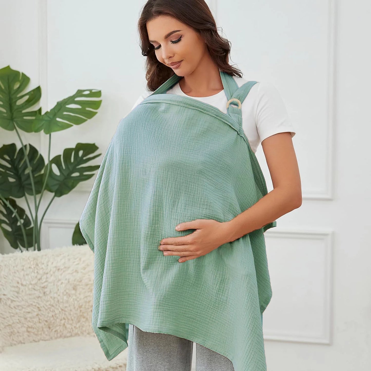 Breathable Muslin Nursing Cover – Arch Neckline Breastfeeding & Baby Cover