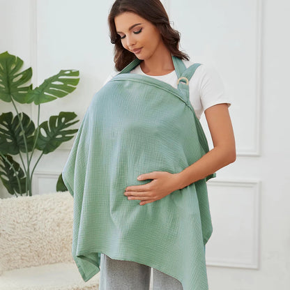 Breathable Muslin Nursing Cover – Arch Neckline Breastfeeding & Baby Cover