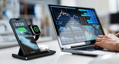 Foldable 3-in-1 Wireless Charger Stand for iPhone, Apple Watch & AirPods