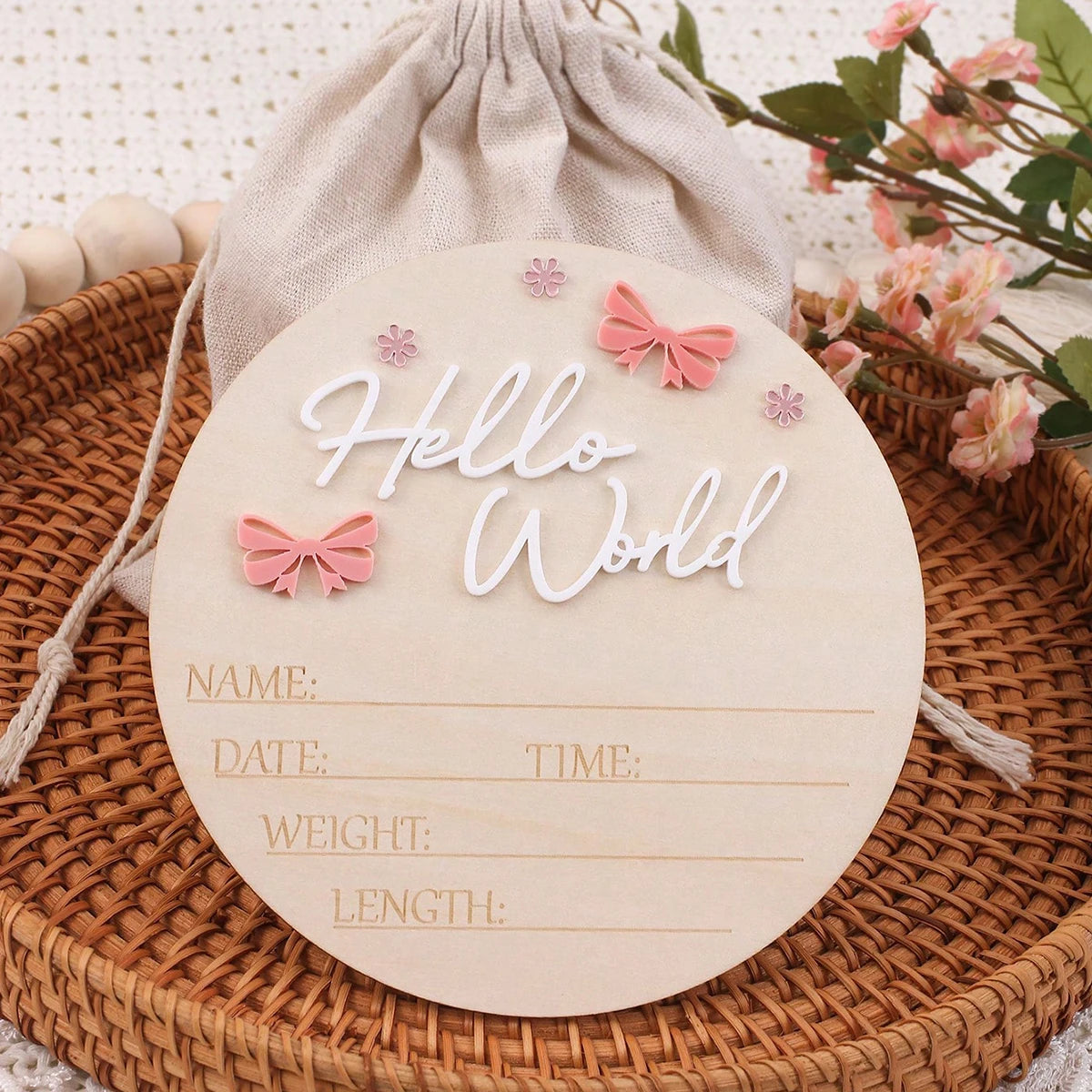 Hello World Newborn Name Sign