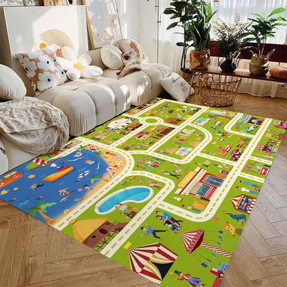 Kids City Traffic Car Play Mat – Non-Slip Road & Highway Playroom Rug