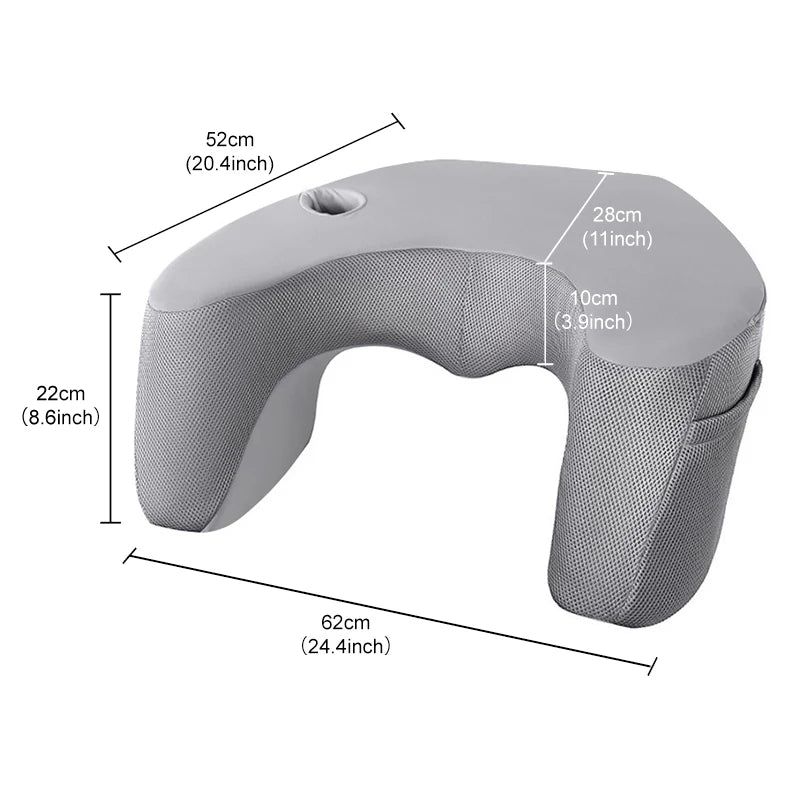 Gaming Lap Desk Pillow – Sofa Arm Rest Cushion with Cup Holder, Phone Stand & Storage Pockets