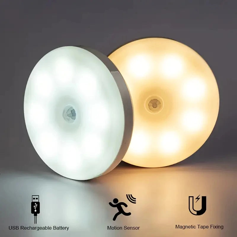 Motion Sensor LED Night Light – Wireless Rechargeable Lamp