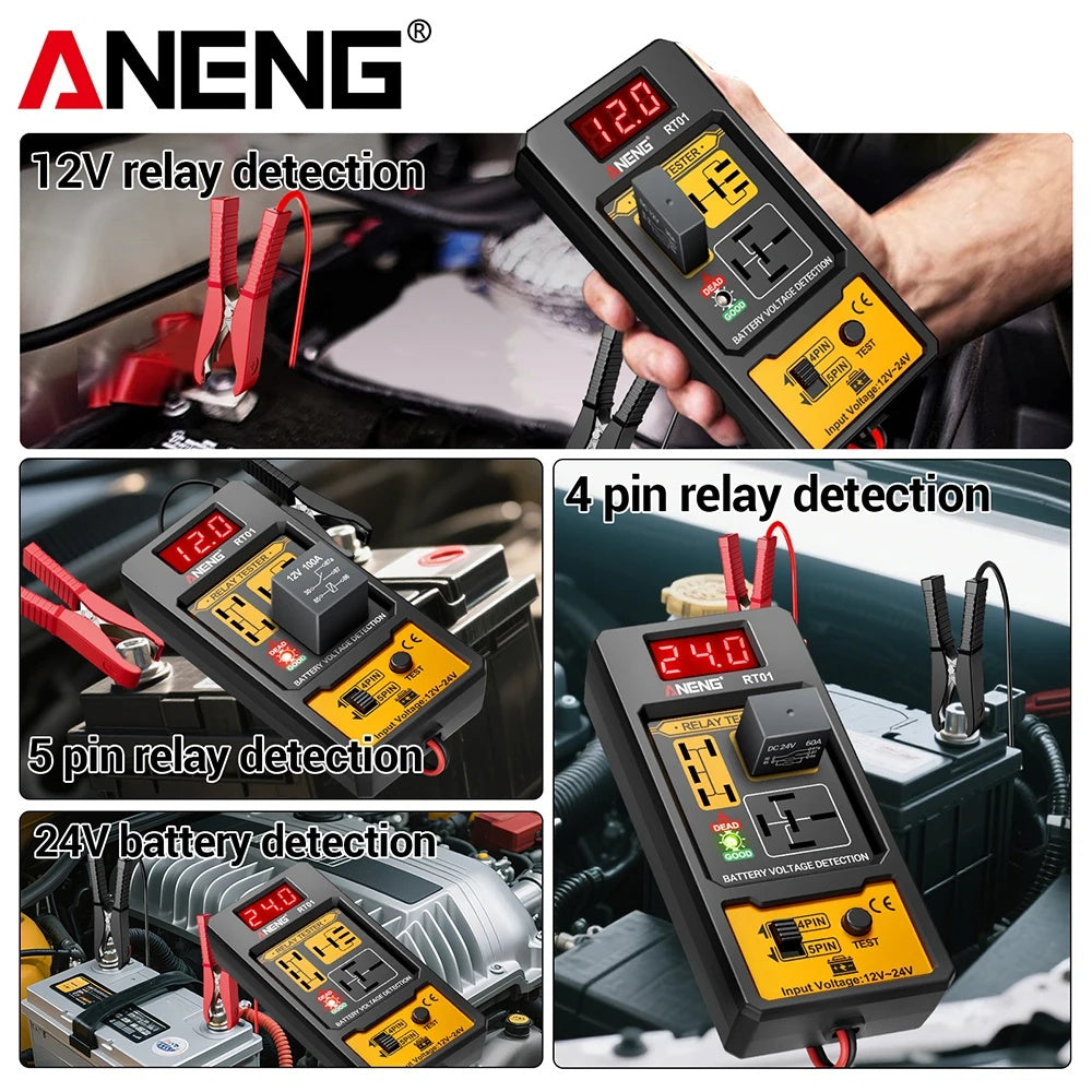 Automotive Car Relay Tester Digital Display Voltage Battery 4 5pin Relay 12/24V