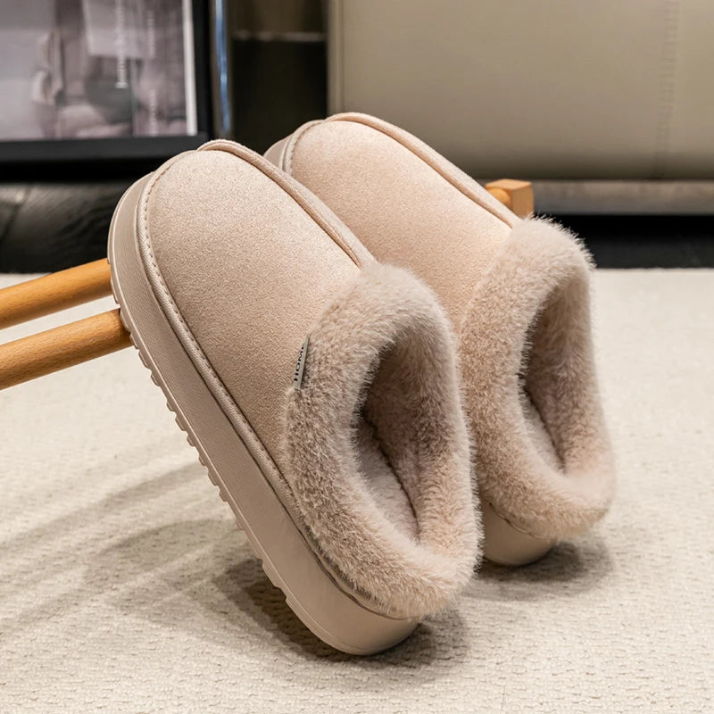 Fluffy Winter Slippers – Warm Fur-Lined Indoor Shoes with Thick Non-Slip Sole