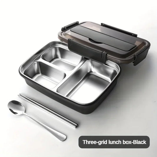 Stainless Steel Bento Lunch Box – 3 Compartment Food Container