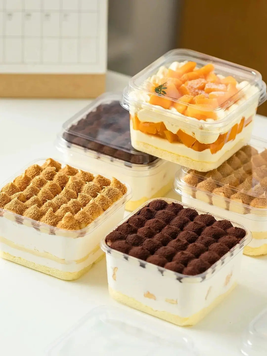 10-Pack Square Dessert Boxes with Clear Lids – Eco-Friendly Cake, Mousse & Yogurt Packaging