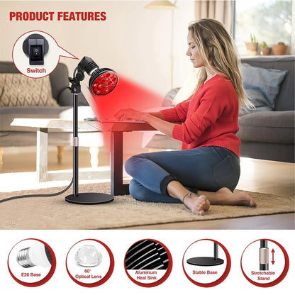 LED Red Light Therapy Lamp with Adjustable Stand – 660nm & 850nm Light Therapy Device