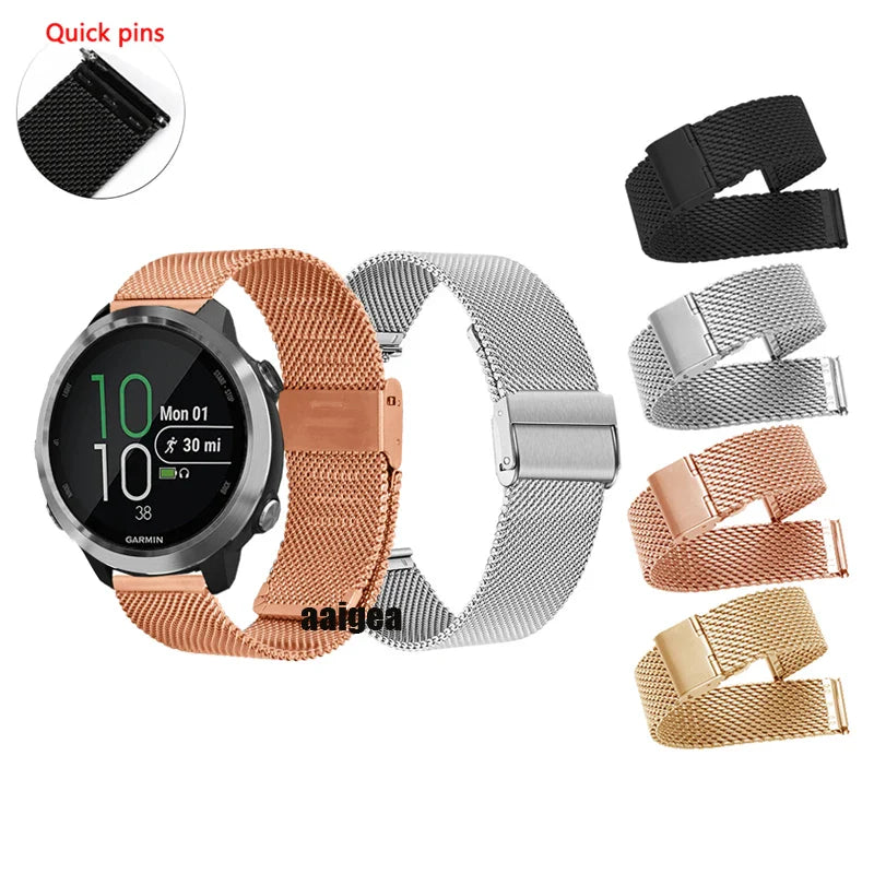 Milanese Strap for the Garmin Venu/Vivoactive/Forerunner Series (20mm/22mm) (4 colours available)