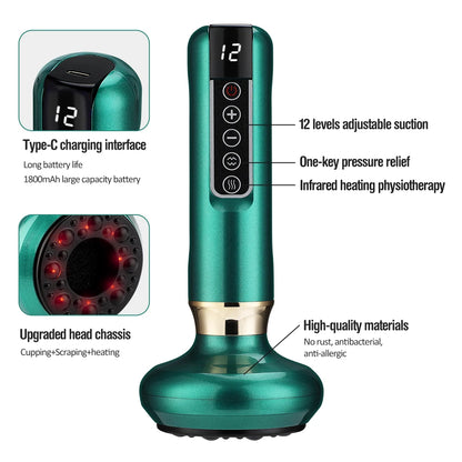 Smart Heated Cupping Massager – Rechargeable Gua Sha & Suction Therapy Device