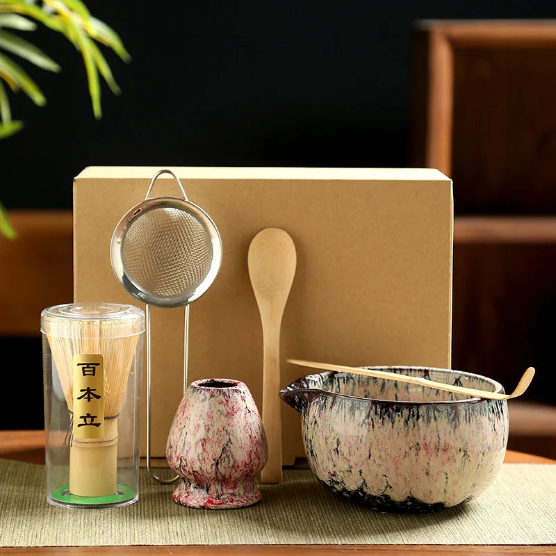 6-Piece Japanese Matcha Tea Set – Ceramic Bowl, Bamboo Whisk & Traditional Tea Ceremony Kit