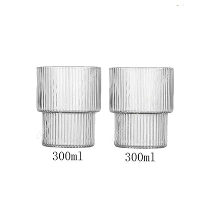 Vintage Ribbed Glass Cups – Heat-Resistant Coffee & Drink Tumblers