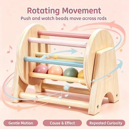 Montessori-Style Wooden Rolling Drum – Colourful Sensory & Coordination Toy