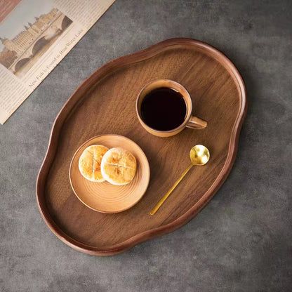 Natural Wooden Serving Tray – Decorative Fruit, Cheese & Coffee Table Platter
