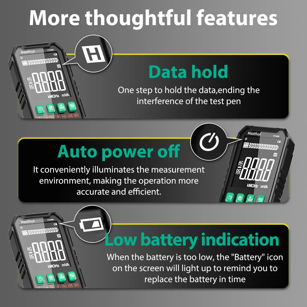 Digital Multimeter 600V AC/DC True RMS Auto-Range Tester (2 models available)