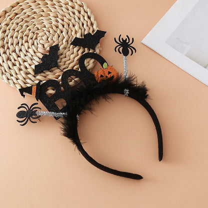 Halloween BOO Headband – Fluffy Ghost, Bat, Spider & Pumpkin Hair Accessory