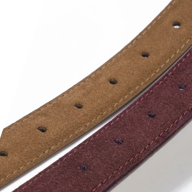 Women's Luxury Suede Leather Belt – Gold Pin Buckle Waist Belt