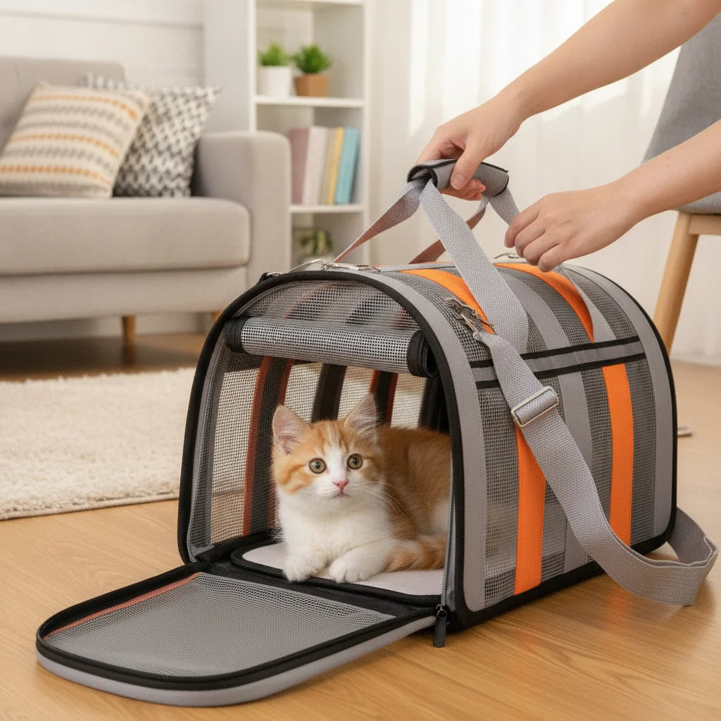 Soft-Sided Pet Carrier Bag – Portable Travel Carrier for Small Dogs & Cats