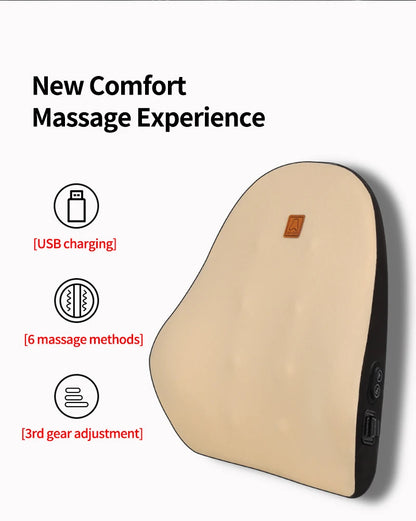 USB Rechargeable Car Neck & Lumbar Massage Cushion – Vibrating Headrest & Back Support