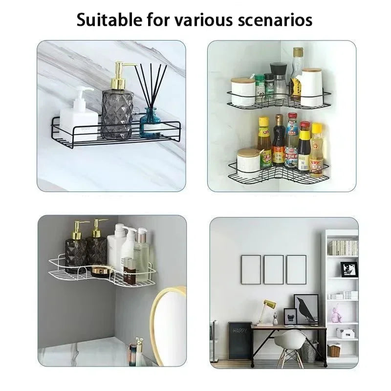 Wall Mounted Bathroom Shelf – Metal Storage Rack with Drain Design