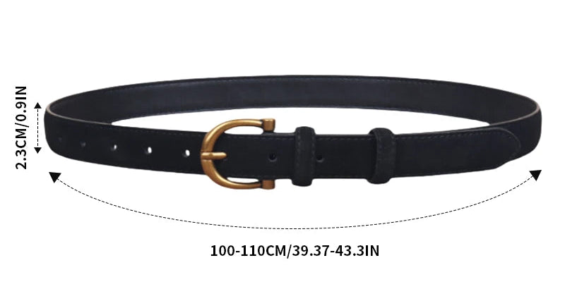 Women's Luxury Suede Leather Belt – Gold Pin Buckle Waist Belt