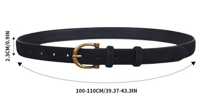 Women's Luxury Suede Leather Belt – Gold Pin Buckle Waist Belt