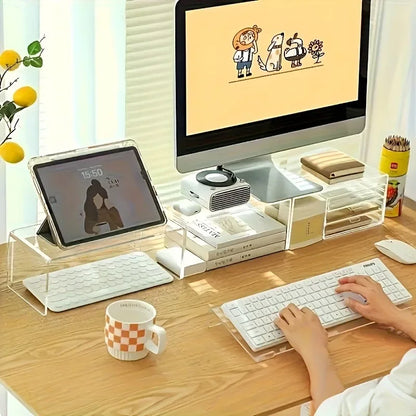 Acrylic Keyboard & Mini PC Stand – Compact 15° Desktop Riser