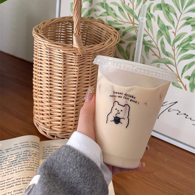 Kawaii Straw Tumbler – Reusable BPA-Free Drinking Cup with Lid