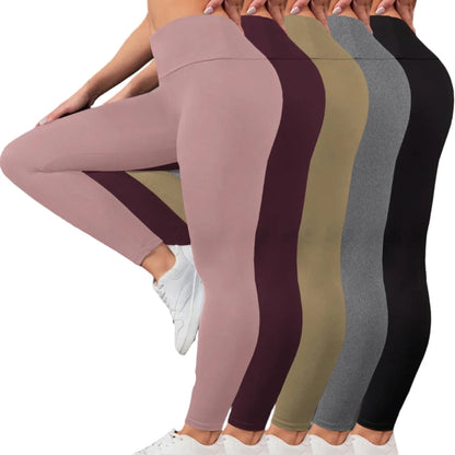 5-Pack of Women's High-Waisted Workout Leggings (various sizes and colours available)