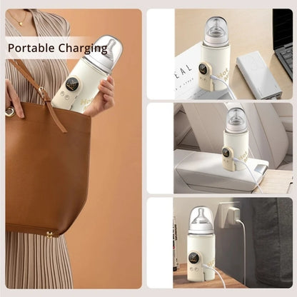 Portable Baby Bottle Warmer – USB Rechargeable with Digital Temperature Control