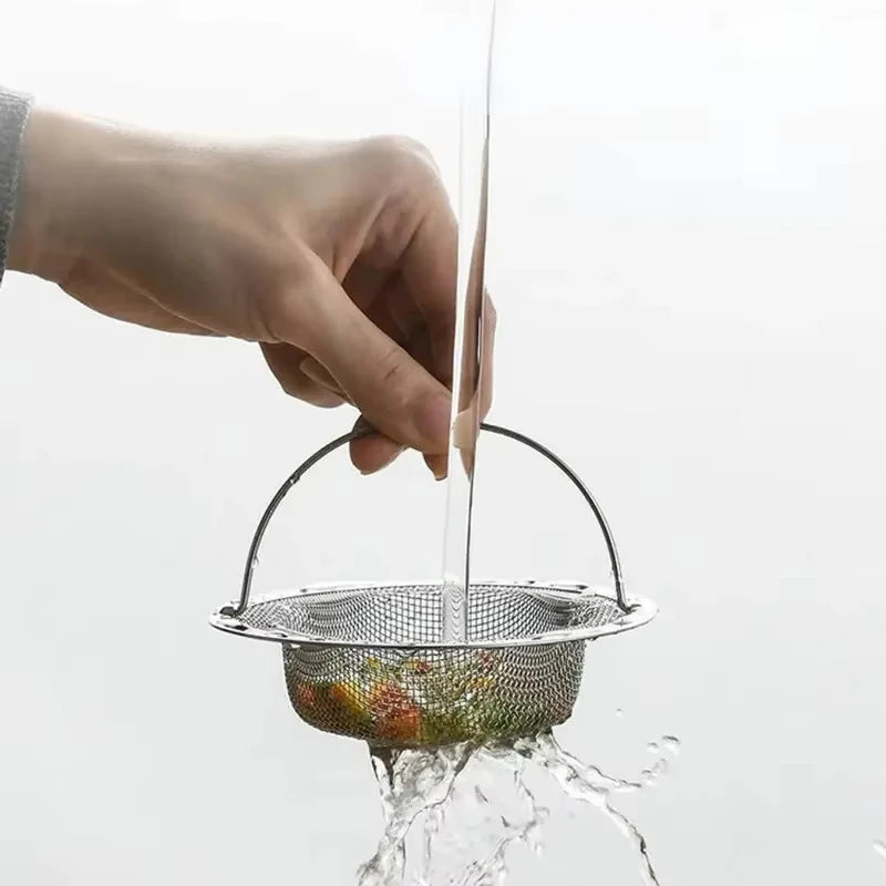 Stainless Steel Drain Hair Catcher – Removable Shower, Bath & Sink Strainer with Handle