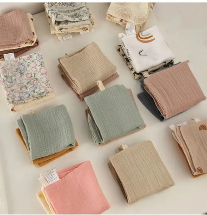 6-Layer Cotton Baby Washcloths – Soft Muslin Burp Cloths & Face Towels (3 or 5 Pack)