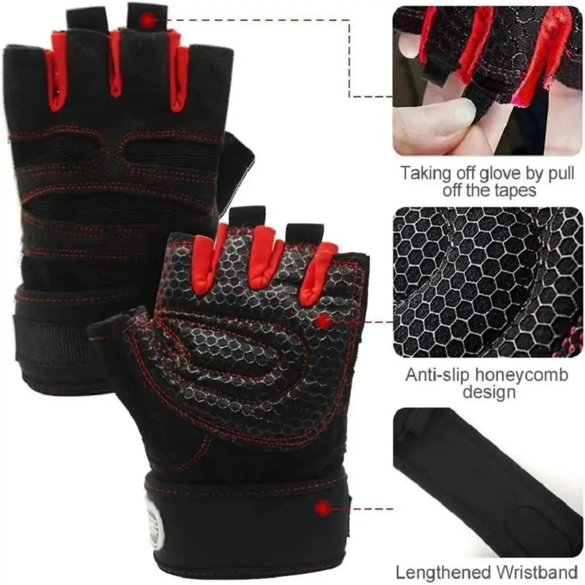 Fitness Weight Lifting Gloves – Shockproof Gym Gloves with Wrist Support