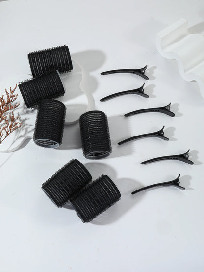 12-Piece Heatless Hair Curler Set – Self-Grip Rollers & Fringe Styling Clips