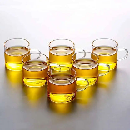 6-Piece Heat-Resistant Glass Tea Cup Set – 100ml Thickened Espresso & Coffee Cups