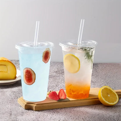 50-Pack Disposable Cold Drink Cups with Lids – Iced Coffee & Smoothie Cups