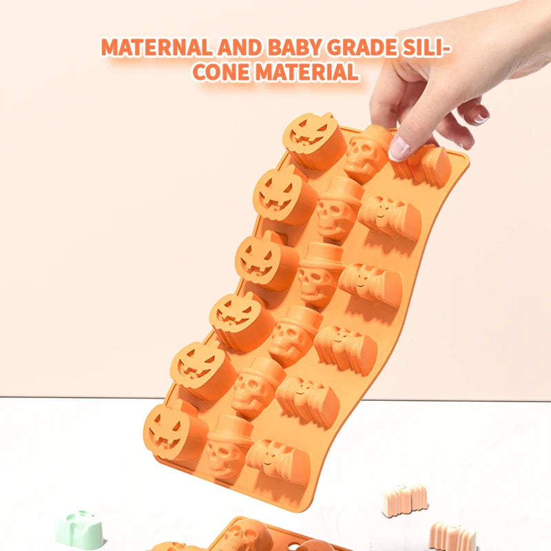 Halloween Silicone Baking Mould – Pumpkin, Ghost, Bat, Skeleton & Witch Hat Shapes