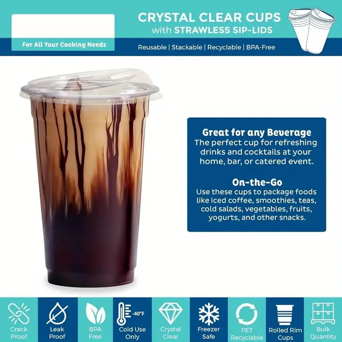 Transparent Plastic Coffee & Smoothie Cups (10PCS)