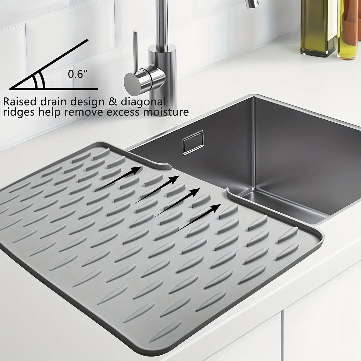 Silicone Kitchen Drain Mat – Non-Slip Sink & Countertop Drying Mat
