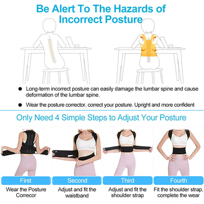Adjustable Back Posture Corrector Brace – Upper & Lower Back Support for Everyday Posture