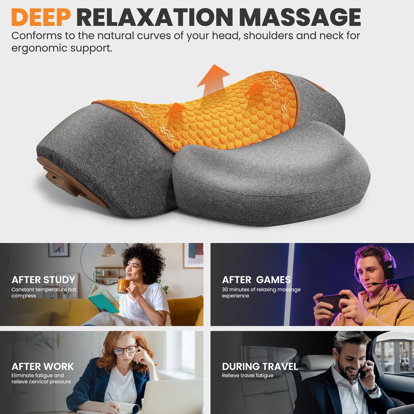 Heated Neck Massager Pillow – Memory Foam Cervical Support & Vibration Massage