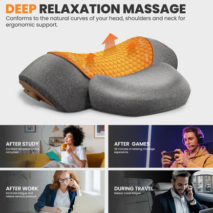 Heated Neck Massager Pillow – Memory Foam Cervical Support & Vibration Massage