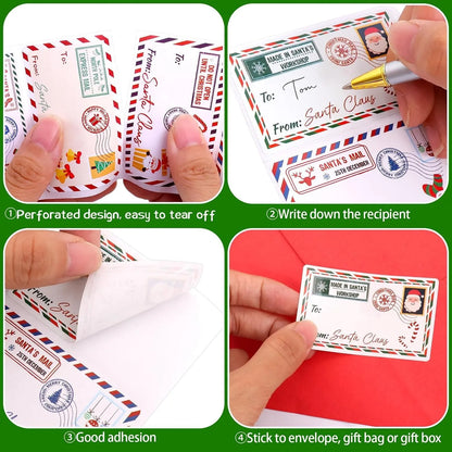 200PCS Christmas Gift Tag Stickers – From Santa Self-Adhesive Present Labels