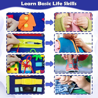 Montessori Toddler Busy Board – Sensory Learning & Travel Activity Book