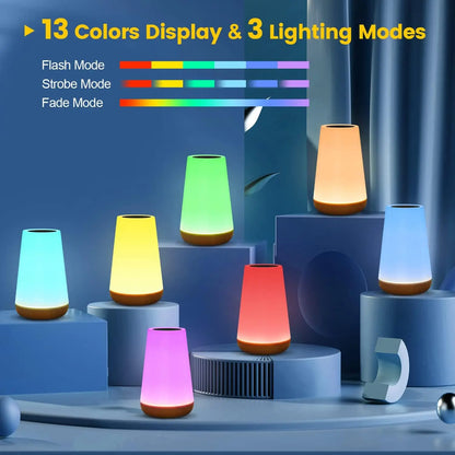 Rechargeable RGB Bedside Night Light – 13 Colours with Touch & Remote Control