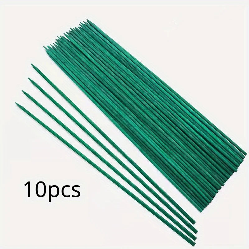 10-Piece Wooden Plant Stake Set – Garden Support & Plant Marker Sticks