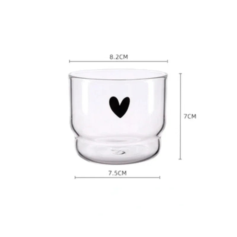 300ml Heart Glass Mug – Double Wall Heat-Resistant Coffee & Tea Cup